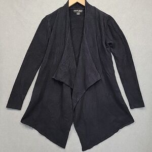 BAREFOOT DREAMS Women's S/M CozyChic Lite Cardigan Black Open Front Sweater